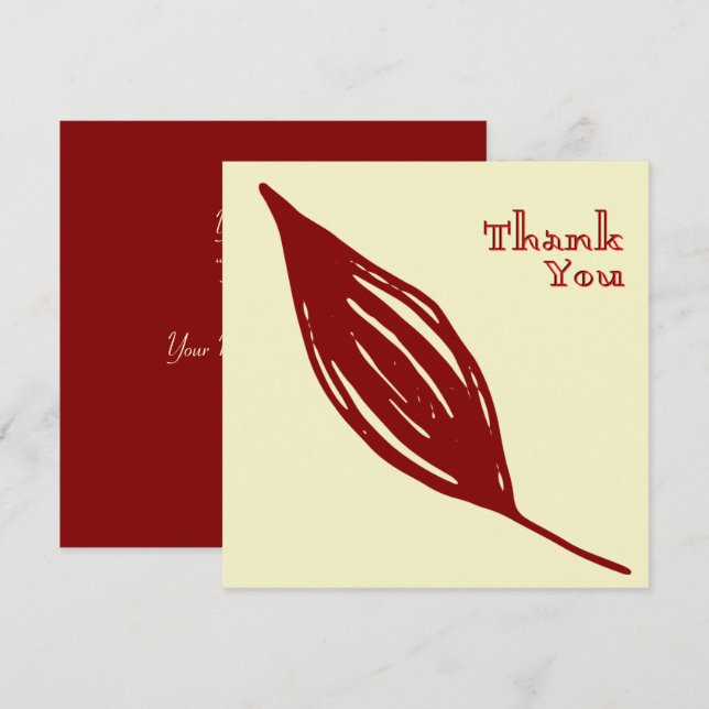 Klassisches Burgundy Leaf Elegant Dankeskarte (Vorne/Hinten)
