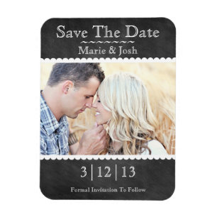 Klassisches Chalkboard-Foto Save the Date Magnet