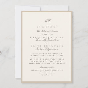 Klassisches Champagner-Taupe-Probehochzeit Einladung