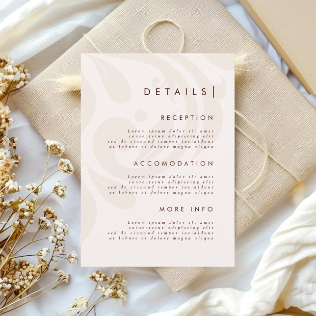 Klassisches Chic Creme Burgunder Damast Hochzeitsd Begleitkarte (Von Creator hochgeladen)