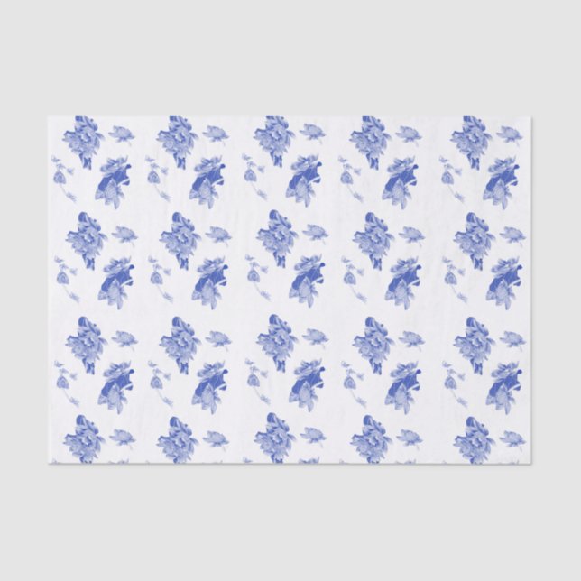 Klassisches Chinoiserie Chic Blumenmuster Seidenpapier (Vorderseite)