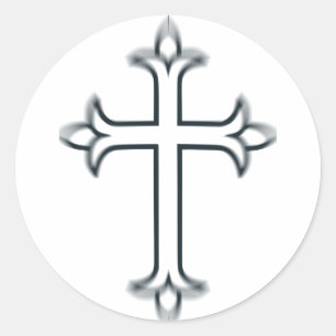 Klassisches christliches Kreuz Minimalistische Kun Runder Aufkleber