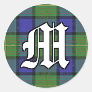 Klassisches Clan Muir Tartan Monogramm Runder Aufkleber