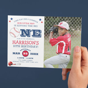 Klassisches cooles Baseball-Kinder-Foto-Geburtstag Einladung
