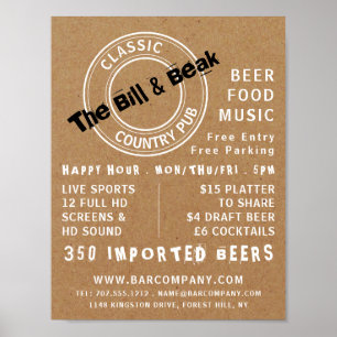 Klassisches Country Pub Logo, Pub/Brauerei Werbung Poster