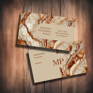 Klassisches Cream Marble & Copper Editable Script Visitenkarte