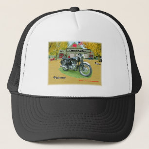 Klassisches Cruisin fährt Velocette Hut rad Truckerkappe