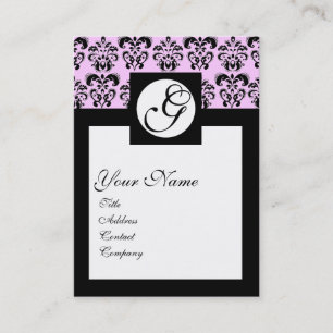 KLASSISCHES DAMAST-QUADRAT-MONOGRAMM ,Pink Visitenkarte