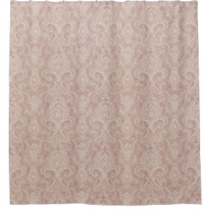 Klassisches Damastmuster Staubrose Pink Duschvorhang