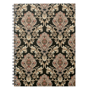 klassisches Damastraenmuster mit Rahmenabstraktion Notizblock