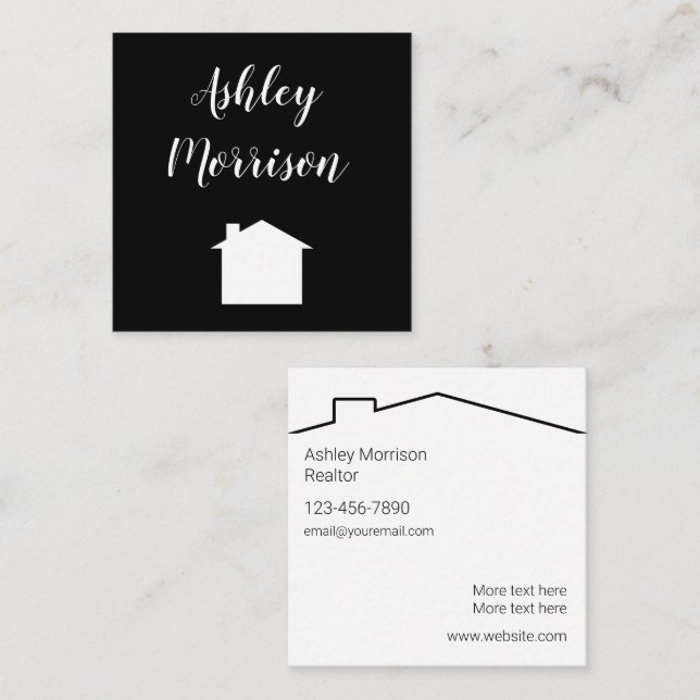 Klassisches Design der trendy Realty Business Card Quadratische Visitenkarte (Vorne/Hinten)