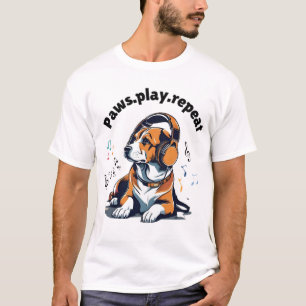 Klassisches Design für Hunde- und Musikfreunde T-Shirt