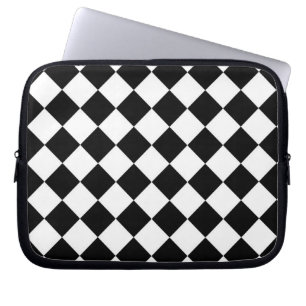 Klassisches Diamant-Schwarz-Weiß-Karo Laptopschutzhülle