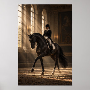 Klassisches Dressurpferd in der großen Reithalle a Poster