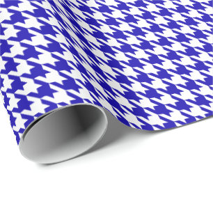 Klassisches dunkelblau-weißes Hundezahnmuster  Geschenkpapier