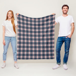 Klassisches dunkelblaues, weißes Gingham-Kariertes Fleecedecke