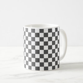 Klassisches dunkelgraues Schachbrettmuster Kaffeetasse