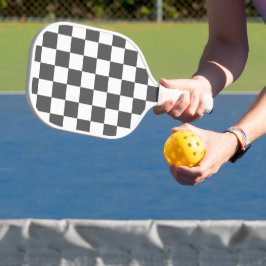 Klassisches dunkelgraues Schachbrettmuster Pickleball Schläger