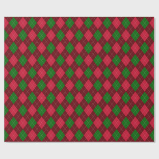 Klassisches dunkelrotes und grünes Argyle-preppy-W Geschenkpapier