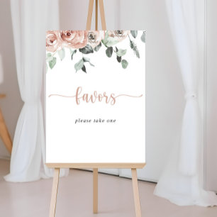 Klassisches Dusty-Pink-Rosen-Blumen-Favor-Schild Poster