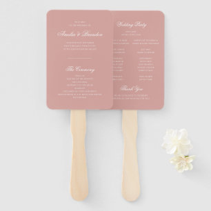 Klassisches Dusty Rose- und Weiß-Schrift-Hochzeits Fächer