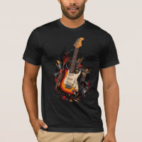 Klassisches E-Gitarre & Vinyl-Schallplatte T-Shirt