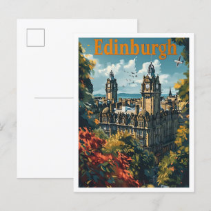 Klassisches Edinburgh Schottland Retro Vintage Rei Postkarte