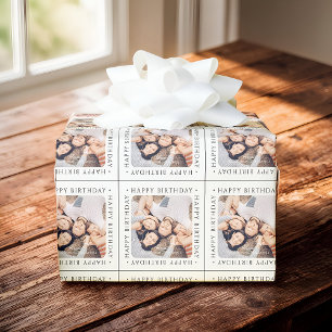 Klassisches einfaches Happy Birthday Familienfoto Geschenkpapier