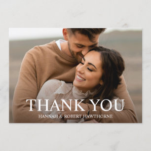 Klassisches einfaches Hochzeitsfoto elegant Dankeskarte