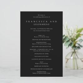 Klassisches einfaches Hochzeitsprogramm in Schwarz