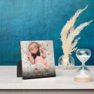 Klassisches Einfaches Schwarzes Gefälle Neues Baby Fotoplatte