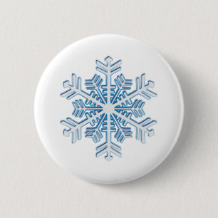 Klassisches Eisblau Winter Weihnachten Schneeflock Button