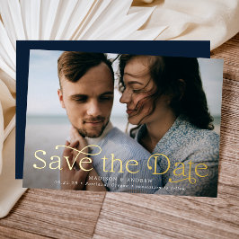 Klassisches Elegance Horizontales Foto Save the Da Folieneinladung