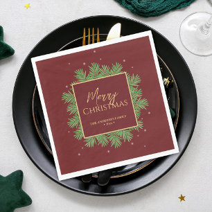 Klassisches Elegant Burgundy & Gold Weihnachten Bo Serviette