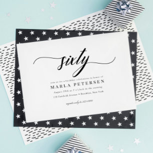 Klassisches Elegant Calligrafy Script 60. Geburtst Einladung