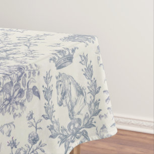 Klassisches Elegant Chic Blue Beige Reitausflug Tischdecke