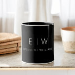 Klassisches Elegant Moderner Minimalistischer Mono Zweifarbige Tasse<br><div class="desc">Erhöhen Sie Ihre Morgenroutine mit unserer Black and White Modern Minimalistisch Monogram Name Coffee Tasse. Diese elegante und stilvolle Tasse bringt eine Touch zeitgenössischer Eleganz in Ihr tägliches Kaffeemitual. Mit einem minimalistischen Design in klassischem Schwarz und Weiß, das in der Küche oder im Büro eine vielseitige Ergänzung darstellt. Das herausragende...</div>