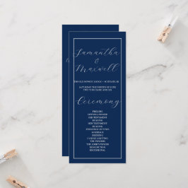 Klassisches Elegant Navy Blue Hochzeitsprogramm