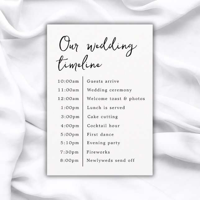Klassisches Elegant - unsere Hochzeitstunde Begleitkarte (Classic Elegant Our Wedding Timeline Enclosure Card
)