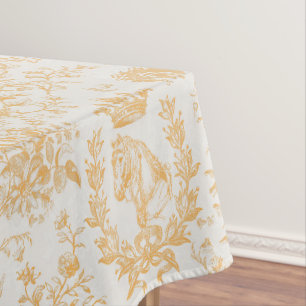 Klassisches Elegantes Chic Gold Beige Reitausflug Tischdecke