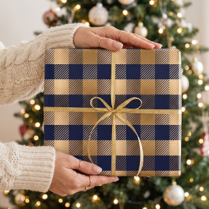 Klassisches elegantes falsches Gold- und Marine-Bu Geschenkpapier