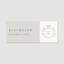 Klassisches Elegantes graues Monogram, florales Cr Namensschild