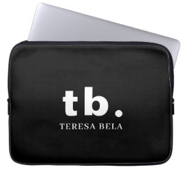 Klassisches elegantes Minimal-Monogramm in Schwarz Laptopschutzhülle