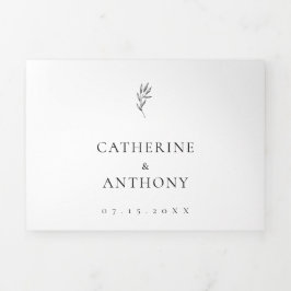 Klassisches elegantes Minimalistisches botanisches Dreifach Gefaltete Einladung