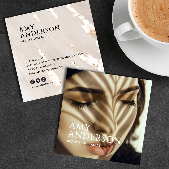 Klassisches Elegantes Modernes Luxus Gold Foil Fot Quadratische Visitenkarte (Von Creator hochgeladen)