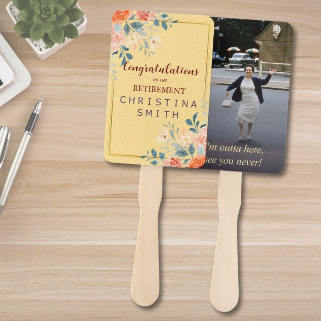 Klassisches Elegantes Party für die Aquarellfarben Fächer (Vintage Elegant Floral Watercolor Retirement Party Hand Fan)