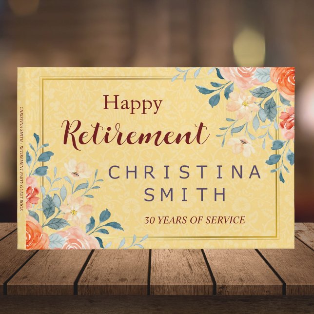 Klassisches Elegantes Party für die Aquarellfarben Gästebuch (Classic Elegant Floral Watercolor Retirement Party Guest Book)