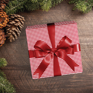 Klassisches Elegantes Rot-Weiß-Streifen-Weihnachte Geschenkpapier