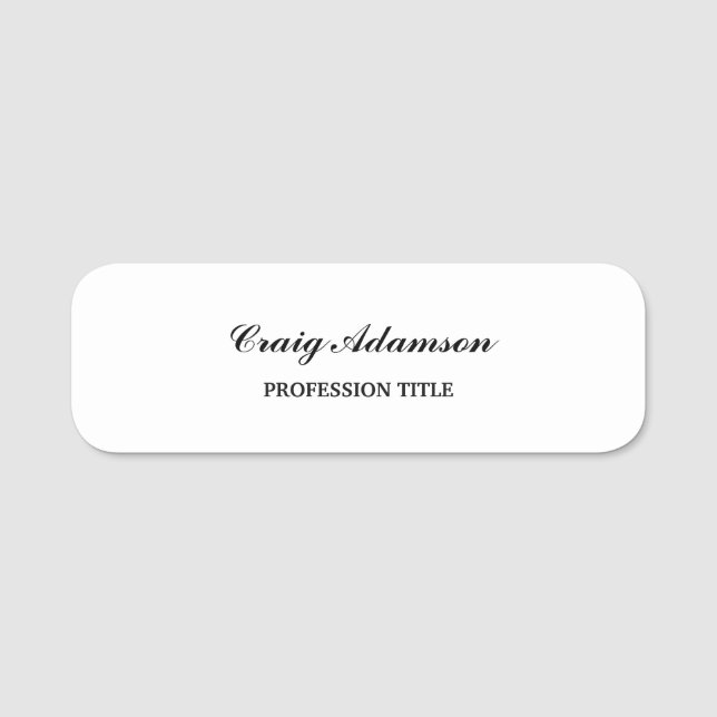 Klassisches Elegantes Schlicht Einfaches Minimalis Namensschild (Vorderseite)