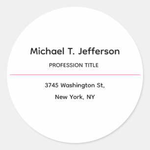 Klassisches Elegantes Schlicht einfaches Weiß Runder Aufkleber